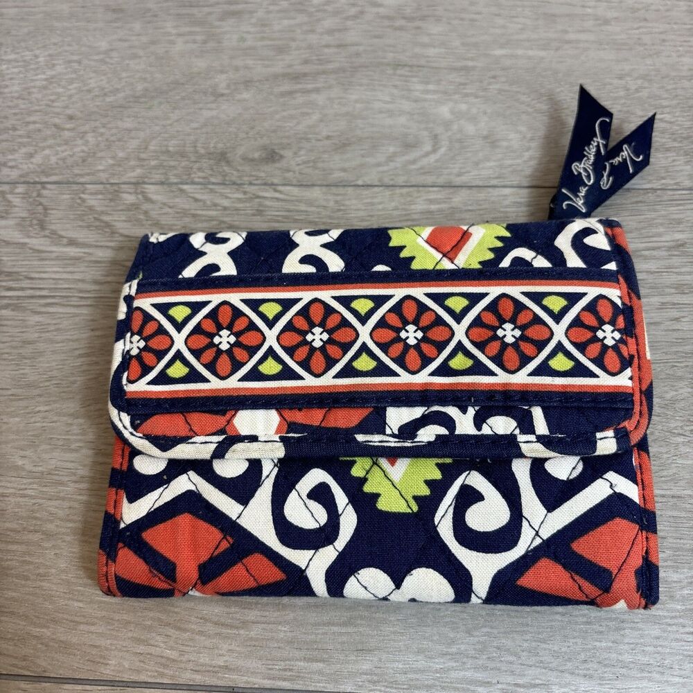 NWT-Vera Bradley Retired Pattern-Euro Wallet Ted, Blue, Green, White